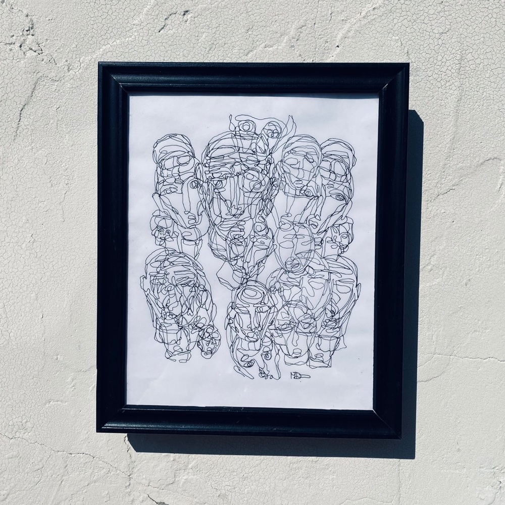 9.5”x11.5” : 1 of 1 org. glass framed ink drawing